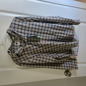 Blue and Tan Checkered Shirt